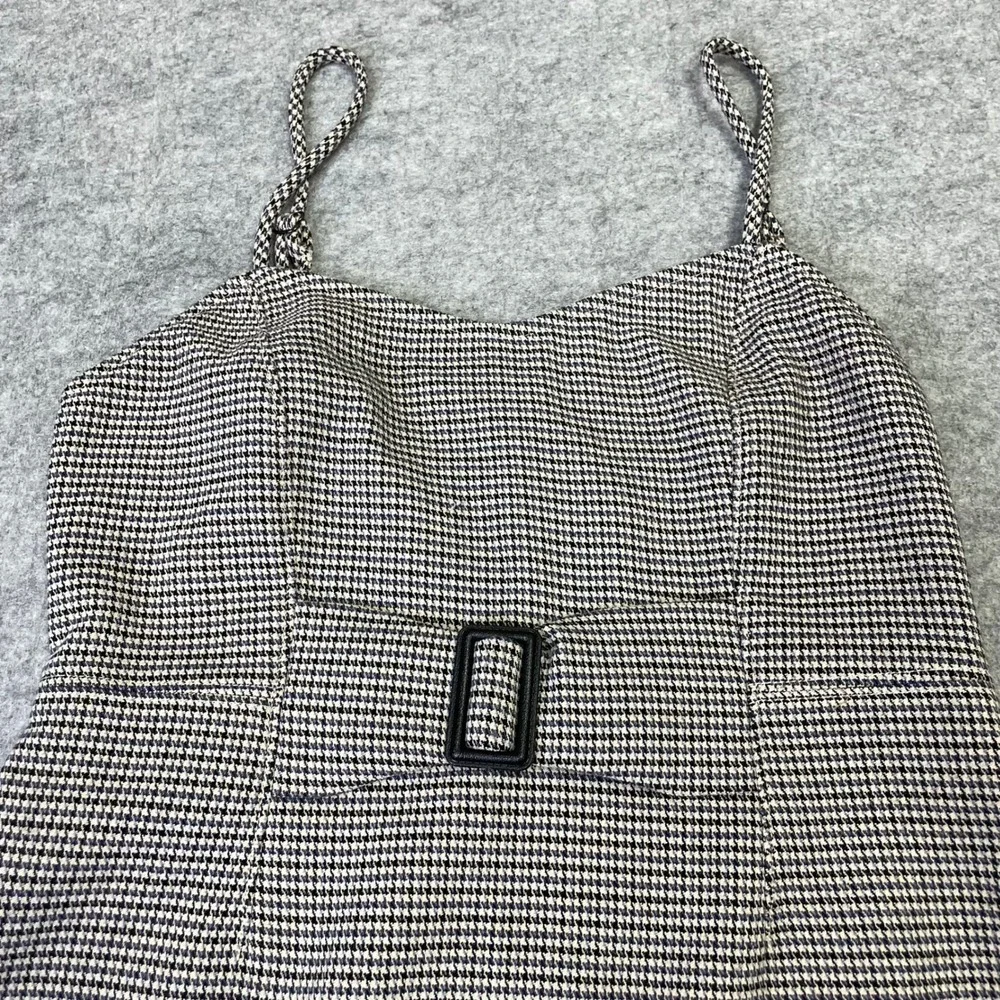 Free People Houndstooth Mini Dress Buckle Waist Spaghetti Strap Size 4